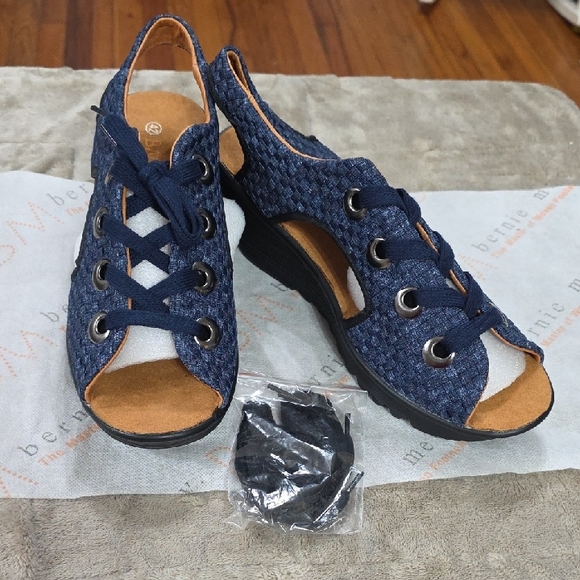 bernie mev. Shoes - NEW Bernie Mev "Marcelo" Women's Wedge Sandals Lace Up Woven Denim 2 Laces 42/11